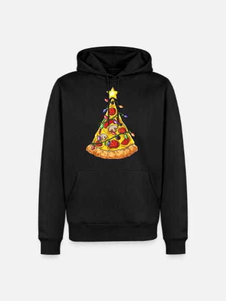 Pizza Christmas Tree Lights Xmas Men Boys Crustmas - Men's Premium Hoodie - black