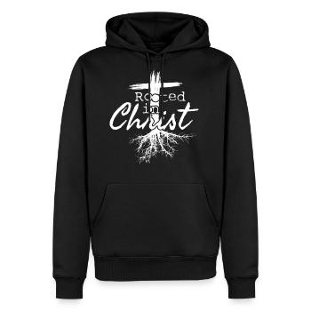 Rooted in christ, religious christian - Men's Premium Hoodie - black - Front - Nico (187cm) & Julia (174cm)