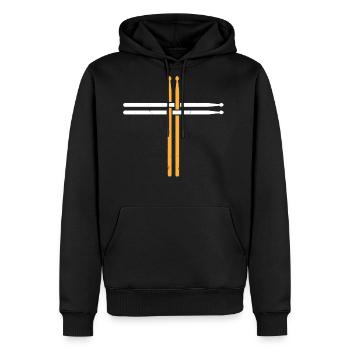 Christian Drummer, Drumsticks - Men's Premium Hoodie - black - Front - Nico (187cm) & Julia (174cm)