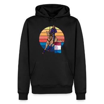 Barrel Racing Vintage Western Riding Horse Rodeo - Men's Premium Hoodie - black - Front - Nico (187cm) & Julia (174cm)