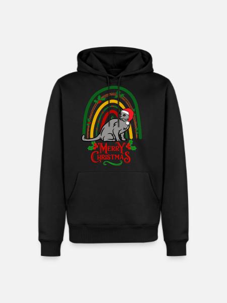 Russian Blue Cat Christmas - Men's Premium Hoodie - black