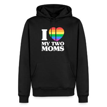 I Love My Two Moms, LGBT Pride - Men's Premium Hoodie - black - Front - Nico (187cm) & Julia (174cm)