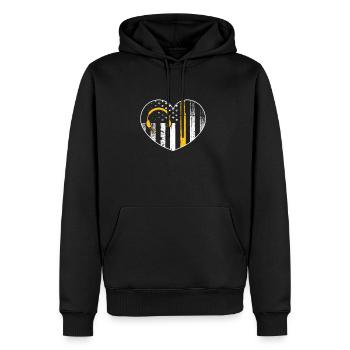 911 Dispatcher USA American Heart Flag - Men's Premium Hoodie - black - Front - Nico (187cm) & Julia (174cm)