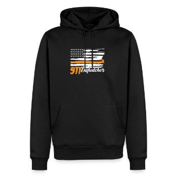 911 Dispatcher, USA American Flag - Men's Premium Hoodie - black - Front - Nico (187cm) & Julia (174cm)