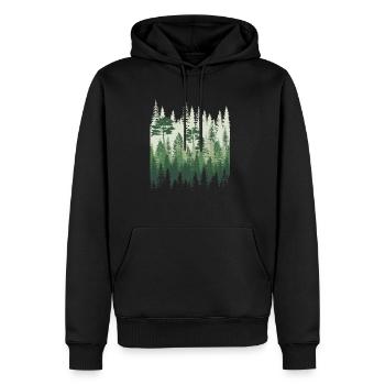 Forest Pine Trees - Men's Premium Hoodie - black - Front - Nico (187cm) & Julia (174cm)