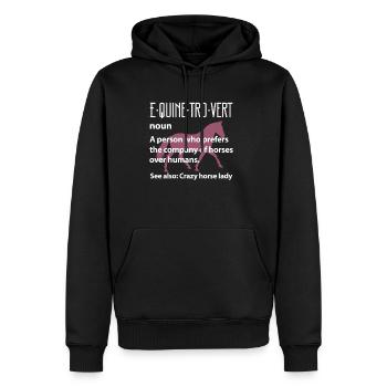 Equinetrovert Equestrian Introvert - Men's Premium Hoodie - black - Front - Nico (187cm) & Julia (174cm)