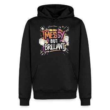 messy but brilliant - Men's Premium Hoodie - black - Front - Nico (187cm) & Julia (174cm)