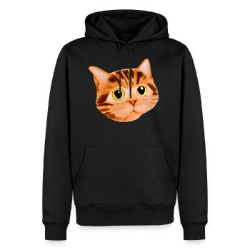 Cute Tabby Cat Face - Men's Premium Hoodie - black - Front - Nico (187cm) & Julia (174cm)