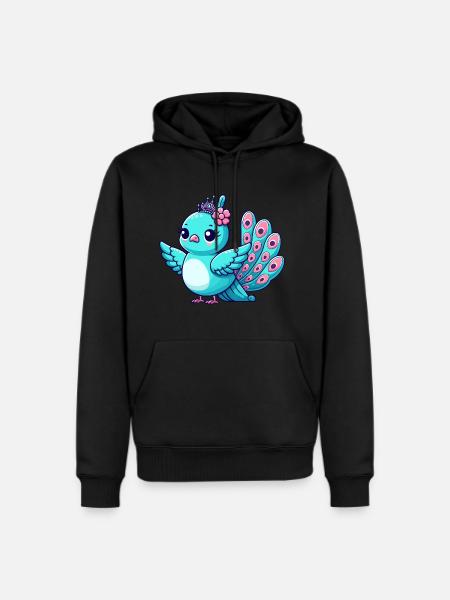 Playful Peacock Cartoon - Men's Premium Hoodie - black