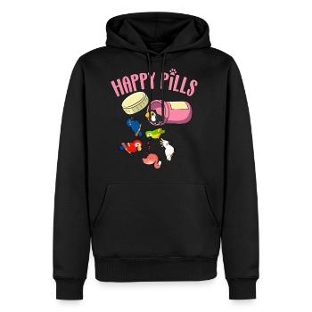 Birds Happy Pills - Men's Premium Hoodie - black - Front - Nico (187cm) & Julia (174cm)