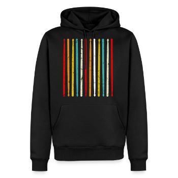 Retro Drumsticks Vintage Drummer - Men's Premium Hoodie - black - Front - Nico (187cm) & Julia (174cm)