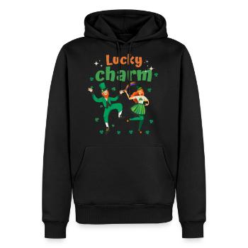 Lucky charm green - Men's Premium Hoodie - black - Front - Nico (187cm) & Julia (174cm)