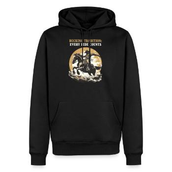 Western Rodeo Bucking Tradition: Ride Counts - Men's Premium Hoodie - black - Front - Nico (187cm) & Julia (174cm)
