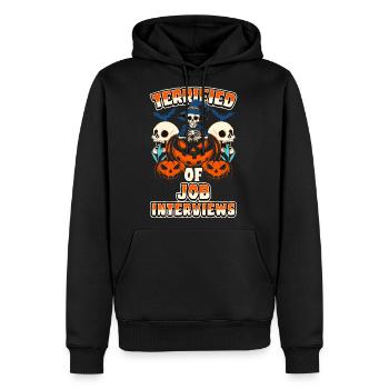 Terrified of Job Interviews Halloween Pumpkins - Men's Premium Hoodie - black - Front - Nico (187cm) & Julia (174cm)