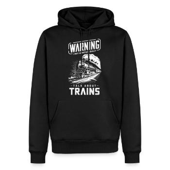 Warning I May Spontaneously Talk About Trains Trai - Men's Premium Hoodie - black - Front - Nico (187cm) & Julia (174cm)
