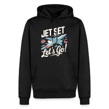 Jet Set Let's Go My First Plane Ride - Men's Premium Hoodie - black - Front - Nico (187cm) & Julia (174cm)