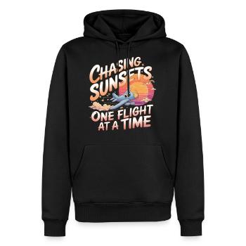 Chasing Sunsets My First Plane Ride - Men's Premium Hoodie - black - Front - Nico (187cm) & Julia (174cm)