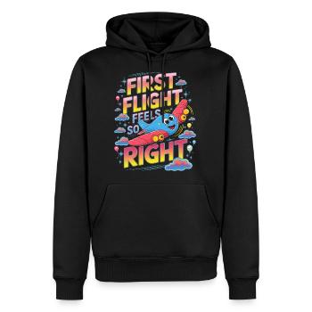First Flight Feels So Right - Men's Premium Hoodie - black - Front - Nico (187cm) & Julia (174cm)