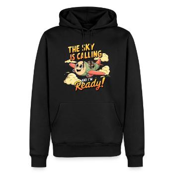 My First Plane Ride The Sky Is Calling - Men's Premium Hoodie - black - Front - Nico (187cm) & Julia (174cm)