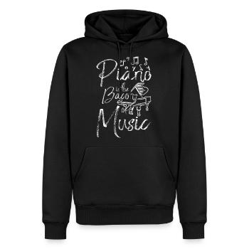 Le piano est le lard de la musique - Molleton à capuche Premium pour homme - noir - Devant - Nico (187cm) & Julia (174cm)