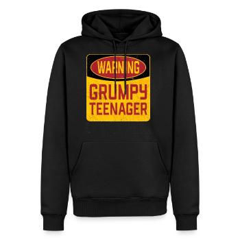 Teenager Birthday - Warning Grumpy Teenager - Men's Premium Hoodie - black - Front - Nico (187cm) & Julia (174cm)