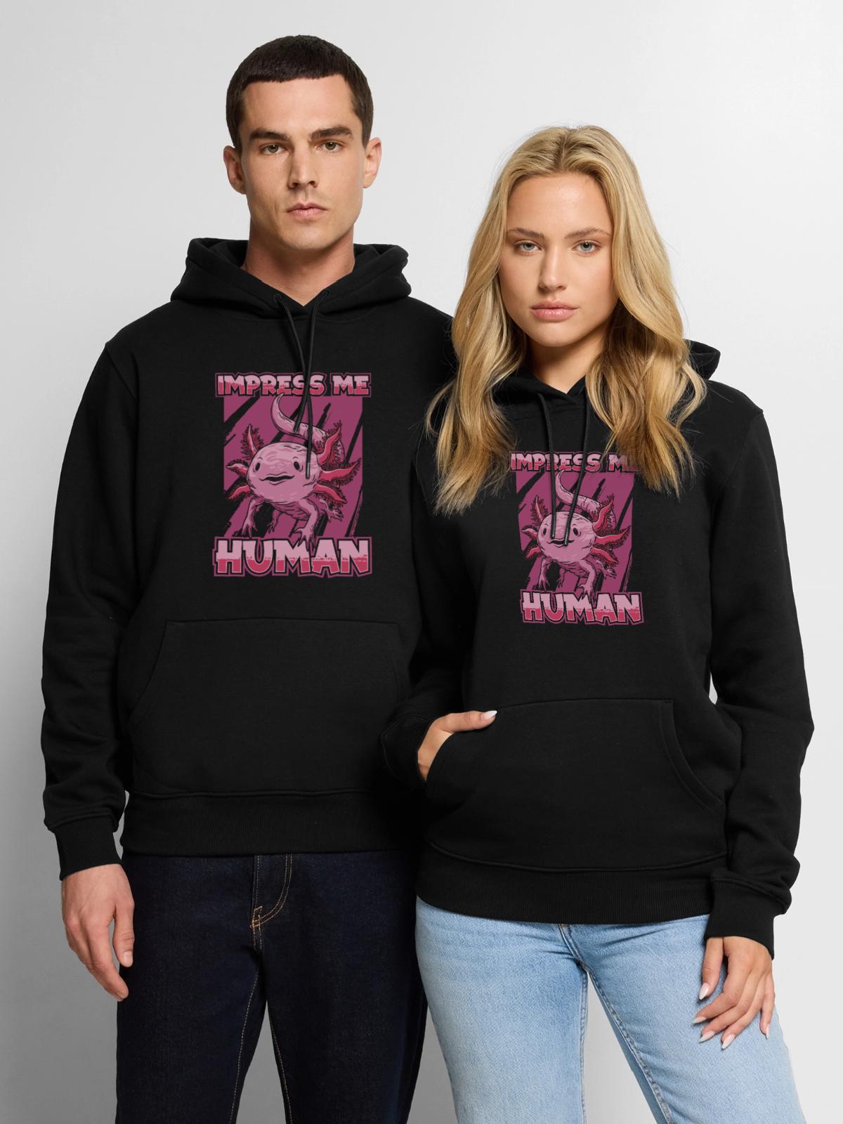Axolotl Salamander - Men's Premium Hoodie - black - Front - Nico (187cm) & Julia (174cm)