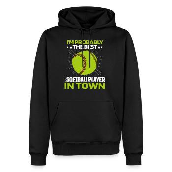 Softball - Men's Premium Hoodie - black - Front - Nico (187cm) & Julia (174cm)