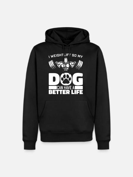 Weightlifting Weightlifter Dog - Men's Premium Hoodie - black