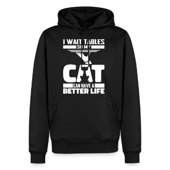 Waiter Waitress Cat - Men's Premium Hoodie - black - Front - Nico (187cm) & Julia (174cm)