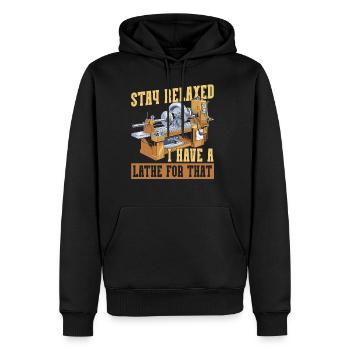 Wood Turning Carving - Men's Premium Hoodie - black - Front - Nico (187cm) & Julia (174cm)