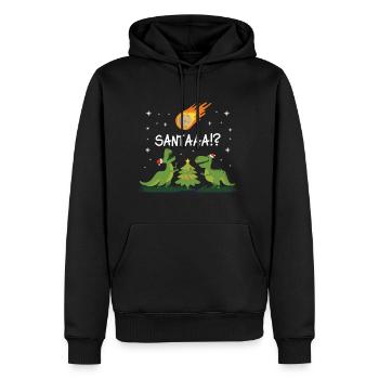 Christmas Dinosaur Meteor Santa Dino Design - Men's Premium Hoodie - black - Front - Nico (187cm) & Julia (174cm)