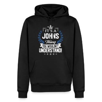 Johns Name T Shirt - Johns Things Name 2 Gift Item - Men's Premium Hoodie - black - Front - Nico (187cm) & Julia (174cm)