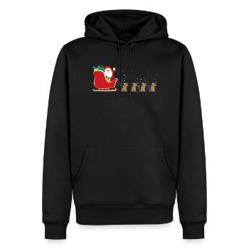 Mouse Santa Christmas Sleigh - Funny Mouse Xmas - Men's Premium Hoodie - black - Front - Nico (187cm) & Julia (174cm)