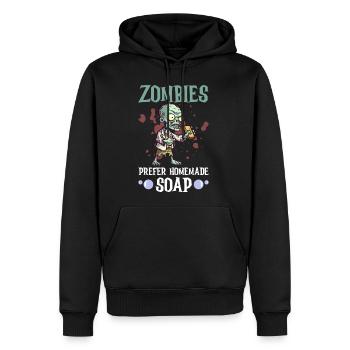 Zombies Prefer Homemade Soap - Soap Making Soap - Men's Premium Hoodie - black - Front - Nico (187cm) & Julia (174cm)