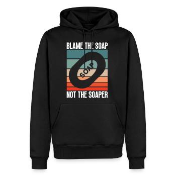 Blame The Soap - Not The Soaper - Soap Making Soap - Men's Premium Hoodie - black - Front - Nico (187cm) & Julia (174cm)