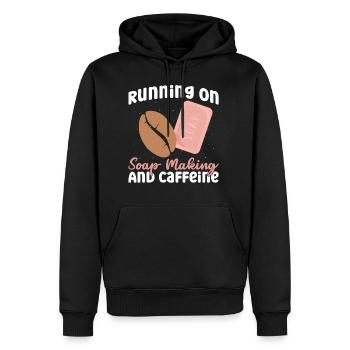 Running On Soap Making And Caffeine - Soap Making - Men's Premium Hoodie - black - Front - Nico (187cm) & Julia (174cm)