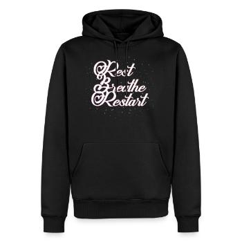 Rest Breathe Restart Design - Men's Premium Hoodie - black - Front - Nico (187cm) & Julia (174cm)