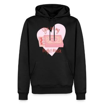 You are my perfect match - Men's Premium Hoodie - black - Front - Nico (187cm) & Julia (174cm)