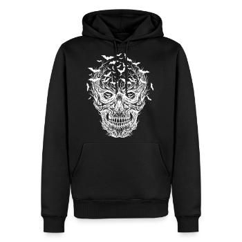 Crâne de chauve-souris blanc Art graphique Halloween - Molleton à capuche Premium pour homme - noir - Devant - Nico (187cm) & Julia (174cm)