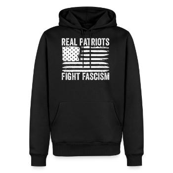Real Patriots Fight Fascism Anti Fascism - Men's Premium Hoodie - black - Front - Nico (187cm) & Julia (174cm)