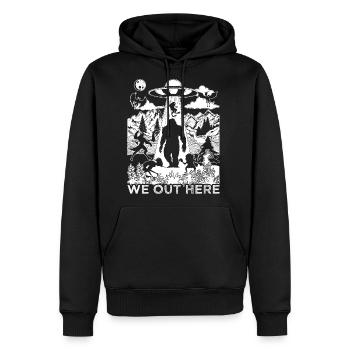 We Out Here Folk Creatures Monster America - Men's Premium Hoodie - black - Front - Nico (187cm) & Julia (174cm)