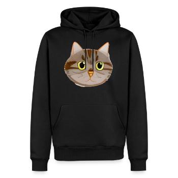 Cute Brown Cat Face - Men's Premium Hoodie - black - Front - Nico (187cm) & Julia (174cm)