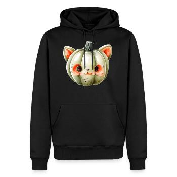 Cat Faced Pumpkin Watercolor - Men's Premium Hoodie - black - Front - Nico (187cm) & Julia (174cm)