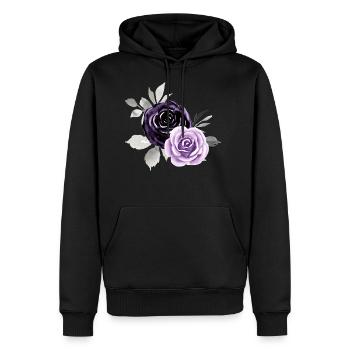 Dark Purple and Lilac Roses - Men's Premium Hoodie - black - Front - Nico (187cm) & Julia (174cm)