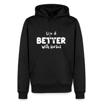 Life Is Better With Horses - Horse - Men's Premium Hoodie - black - Front - Nico (187cm) & Julia (174cm)