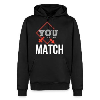 You Are My Match - Men's Premium Hoodie - black - Front - Nico (187cm) & Julia (174cm)