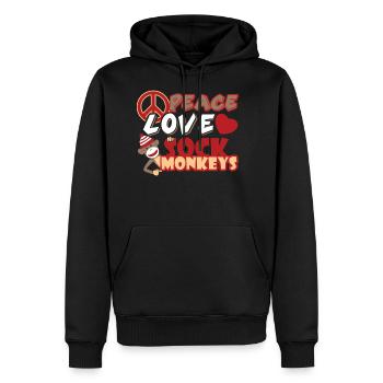 PEACE LOVE SOCK MONKEYS SHIRT - Men's Premium Hoodie - black - Front - Nico (187cm) & Julia (174cm)