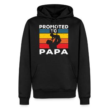 Papa | Promoted to Papa Dad Gifts Retro Papa Gift - Men's Premium Hoodie - black - Front - Nico (187cm) & Julia (174cm)