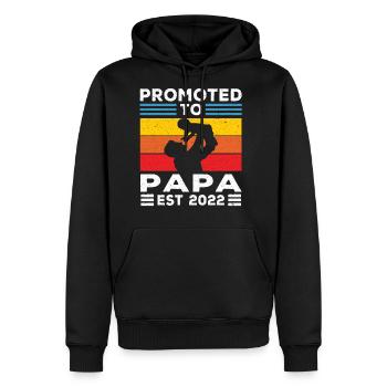 Papa | Promoted to Papa Est 2022 Dad Retro Papa - Men's Premium Hoodie - black - Front - Nico (187cm) & Julia (174cm)