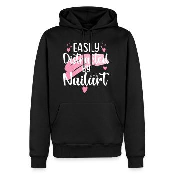Easily Distracted By Nailart Nail Tech - Men's Premium Hoodie - black - Front - Nico (187cm) & Julia (174cm)